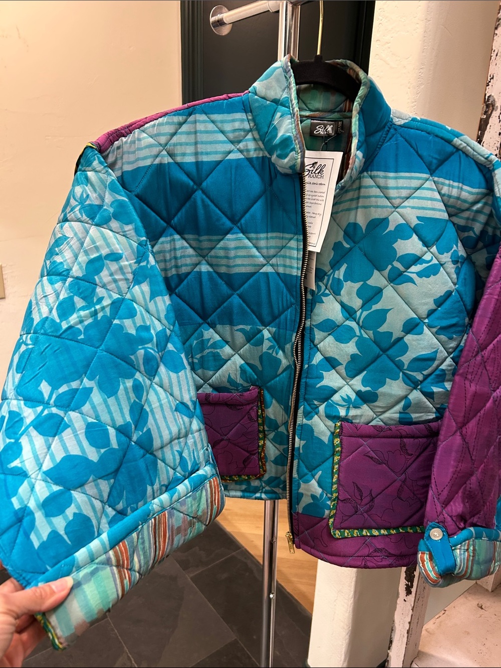 Billie Quilted Blue & Purple Patchwork Jacket